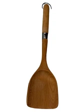 16" Wood Sppon & Spatula Set Long Handle Silver Hanger Nonstick Soup Chili pot