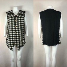 Vtg Gianni Versace Men's Black  White Checker Medusa Button Vest L