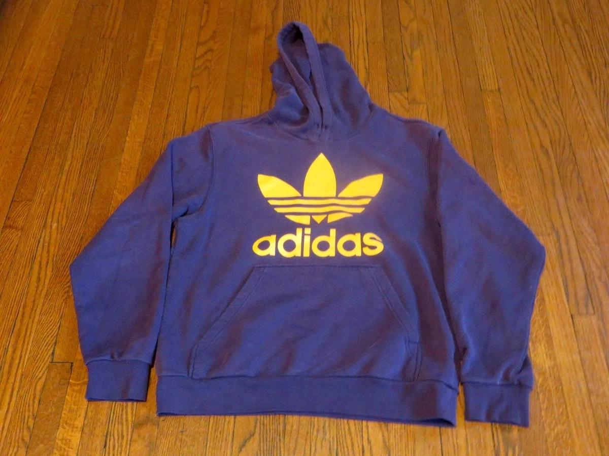 fiets Terminologie heel fijn Men&#039;s Adidas Trefoil Big Logo Purple Gold Yellow Lakers Pullover Hoodie  sz M | eBay