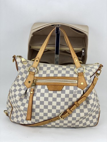 Louis Vuitton Handbag Evora MM Damier Azur White Canvas Hand Shoulder Bag  A763 | eBay