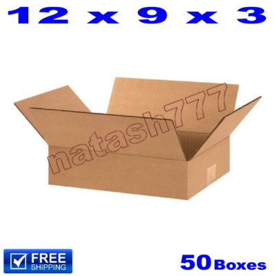 50 - 12x9x3 Cardboard Boxes Mailing Packing Shipping Moving Corrugated Carton