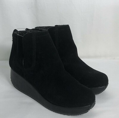  Volatile Women Ankle Booties Boots 8.5 Leather Suede Platform Flat Black Wedge 