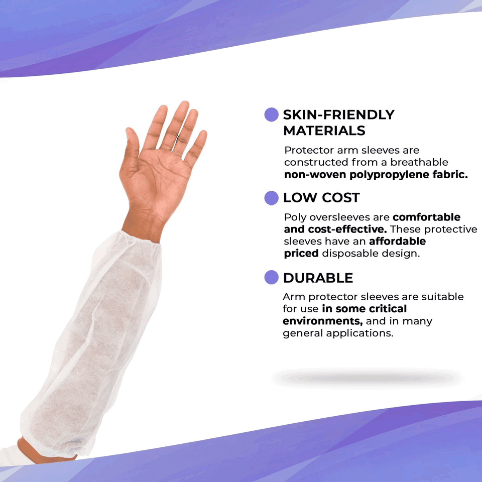 Disposable Sleeve Protectors for Arms 18 Inch Pack of 100 White Sleeve