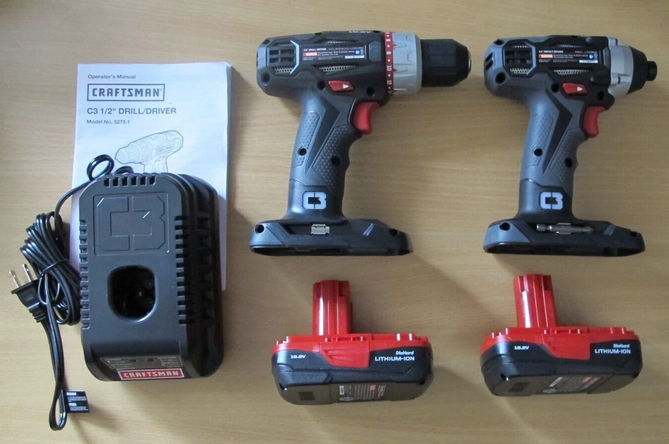 Craftsman 955233 Lithium-Ion 19.2V 2 Piece Tool Combo Kit Drill Impact Open Box - Image 3 of 4