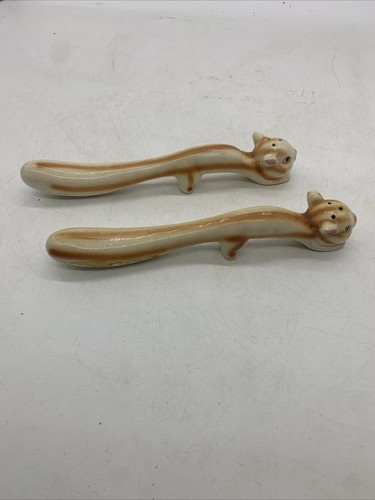 VINTAGE SQUIRREL LONG BOY SALT & PEPPER Shakers Victoria Ceramics Japan - 第 5/6 張圖片