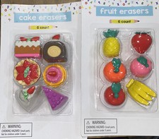 Novelty Erasers 6 Per Pack Cake Fruit Novelty...