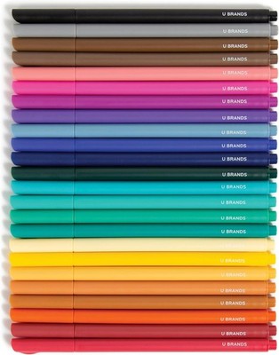 U Brands Fine Liners Felt Tip Pens Set of 24 Fine 0.5 mm Point Assorted Colors