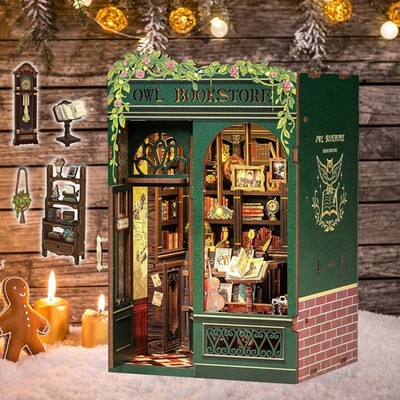 DIY-Miniaturhaus-Bausatz Nook-Puzzle Booknook DIY Bausatz mit LED Licht Geschenk