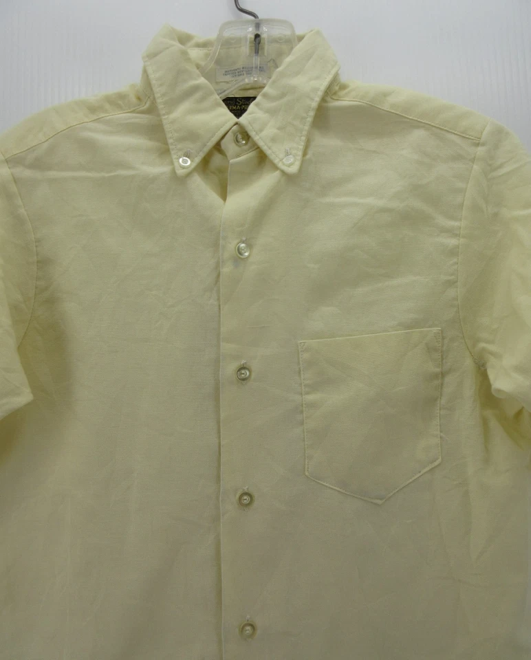 VINTAGE Sears Shirt Men 13.5 (XS) Yellow Student Perma Prest Ivy 60s Long Tail * Foto 2 de 4