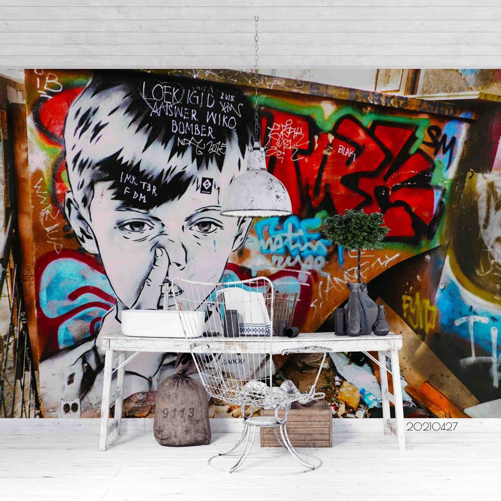 3D Boy Graffiti Wall Murals Wallpaper Murals Wall Sticker