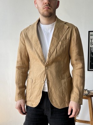Blu Studio designed Francesco Mazzocchi Men s Beige Pure Linen Blazer size 48