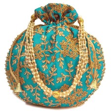 HANDMADE TRADITIONAL ETHNIC CLUTCH SILK POTLI BATWA POUCH BAG FOR WOMEN GIRLS