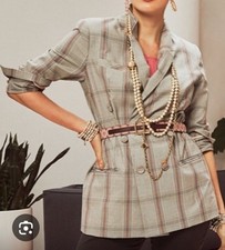 CABI The Sleuth Blazer Boxy Plaid Double Breasted Career Office Sz 8 5470 NWOT
