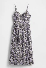 Gap Floral V-Neck Spaghetti Strap Maxi Dress Medium Smocked Back Purple