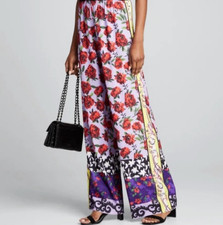 Alice + Olivia Elba Printed Pants Multicolor Rose Pattern Motif Palazzo Size S