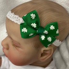 St Patrick  s Day Hair Bow Headband, 2  Shamrocks hairbow Headband