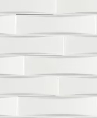 Boutique White Wall Tile #1351416 Glazed Ceramic 2  X 7. 7/8  Weave Curve 80pc