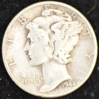 1944 VERY FINE Mercury Dime, 90% Silver