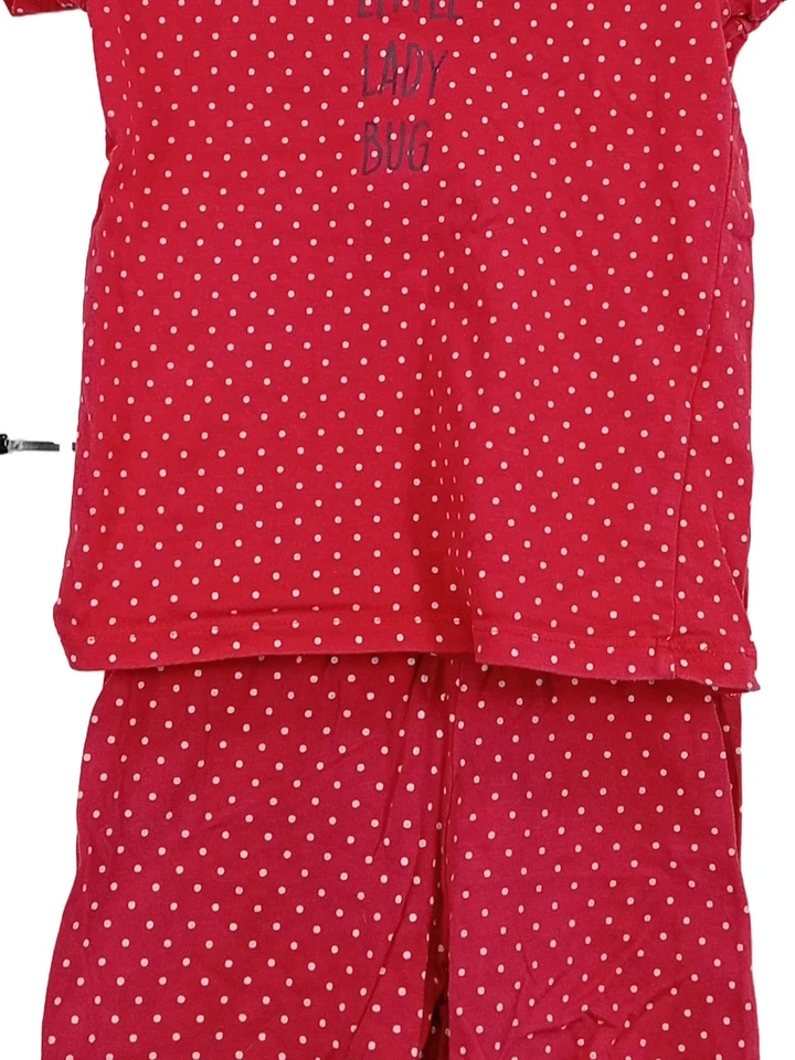 Impidimpi Kinder Schlafanzug Set Shirt Shorts Gr. 128 Rot Punkte Marienkäfer - Bild 2 von 4