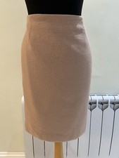 Renato Nucci Skirt Size EU 42 Waist 30 Tweed Beige Knee Length Pencil Wool Silk