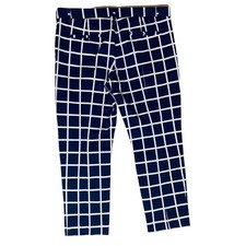 Gap Slim Cropped Pants Womens 12 Stretch Blue Grid Career Wear Parisian Chic