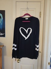 Magicmk Black & White Long Sleeve Tunic Top w/ Heart - Size XL