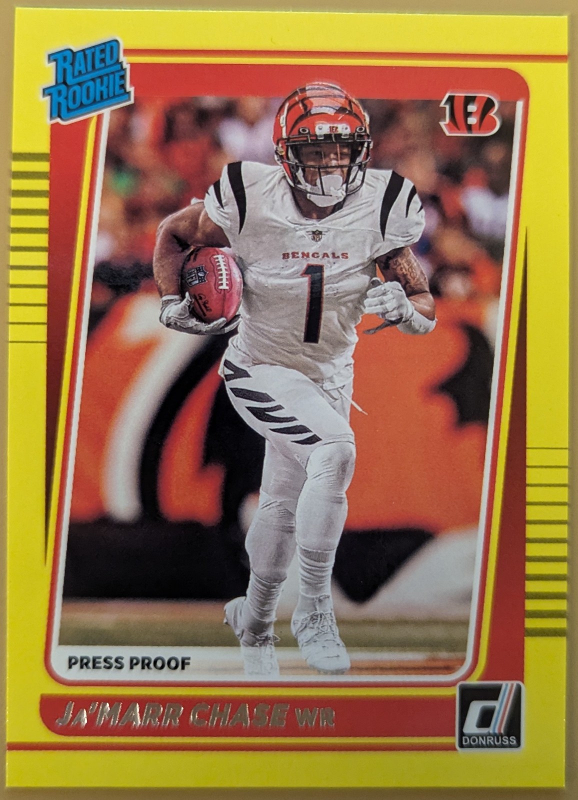 2021 Panini Donruss - Rated Rookie Ja'Marr Chase #262 Press Proof Yellow (RC)