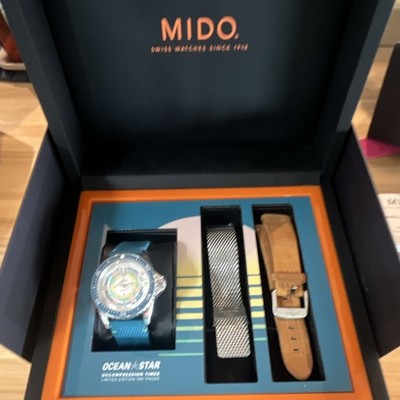 MIDO Ocean Star Decompression Timer Auto Diver 200m Date Box/Papers Extra Straps