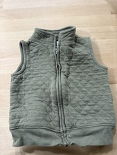 Carter's Child of Mine Quilted Olive Vest 12m Cotton Blend Baby Sleeveless
