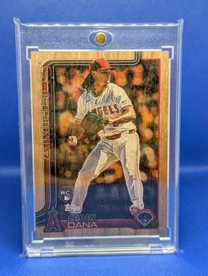 Caden Dana 2025 Topps Series 2 RC #422 Wood Parallel - SP 20/25 - Angels Rookie