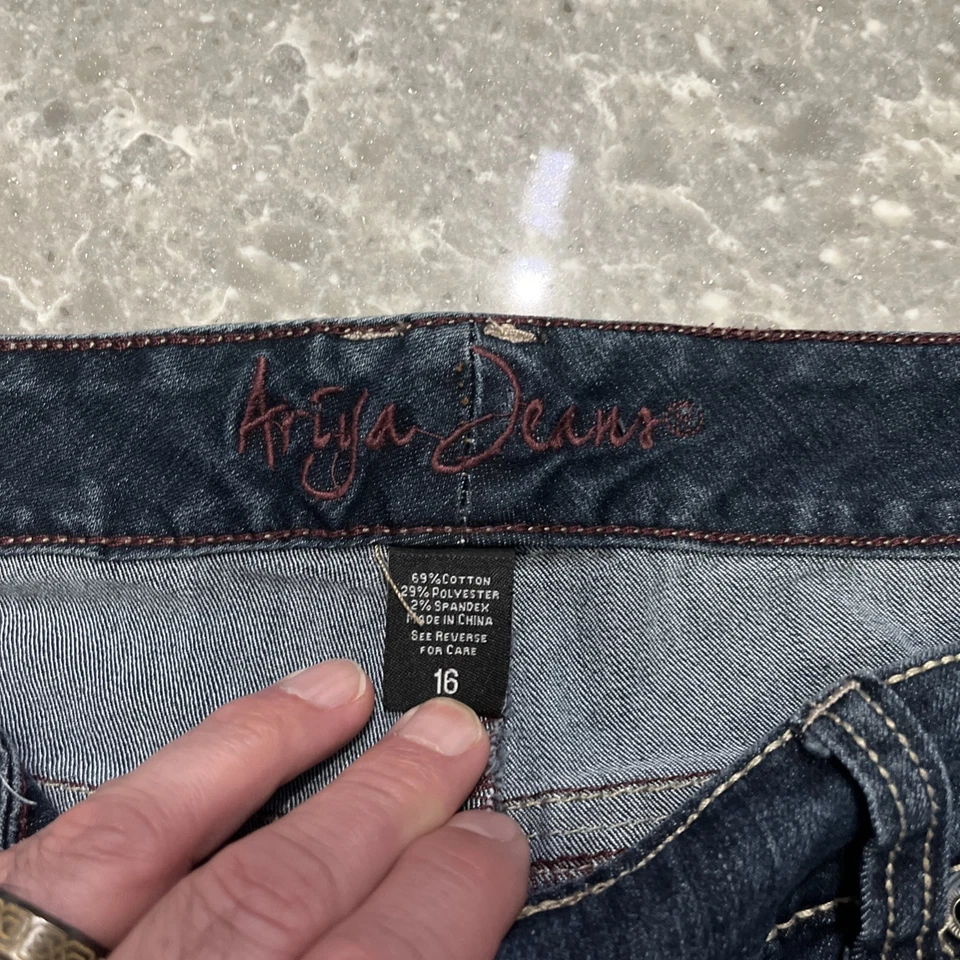 Jeans Ariya Bootcut para mujer 16maui azul desteñido denim elástico oscuro punto grueso Foto 4 de 4