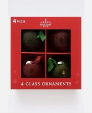 Luxury Red Green Glass Christmas Ornaments Set of 4 Beautiful Holiday Tree Decor