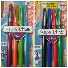 Image of Paper Mate Flair Felt Tip Pens 0.7mm Medium Point Assorted Colours 4 Pack NEW