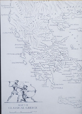 Map Of Classical Greece, Left Half, Magic Lantern Glass Slide