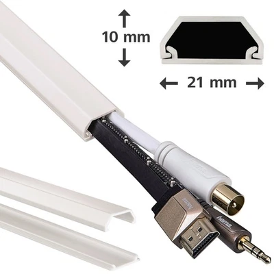 Hama PVC Kabelkanal selbstklebend Kabel-Leiste Sockel Wand Fußbodenkanal TV PC - Bild 1 von 4