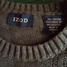 Izod mens crew neck sweater size L  grey medium weight  excellent condition