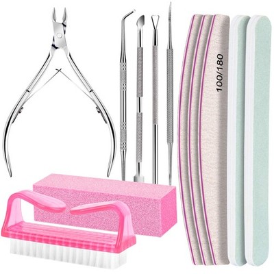 FANDAMEI Nail Care Kit, Files 100/180, Buffer Block, Cuticle C-pink