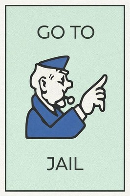   Monopoly 'Go To Jail' Poster - Retro Game Art Print 16x24  - Premium   Art
