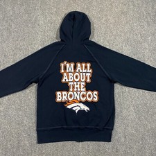 Denver Broncos Super Bowl XLVIII Full Zip Hoodie Womens Small Navy Blue Football