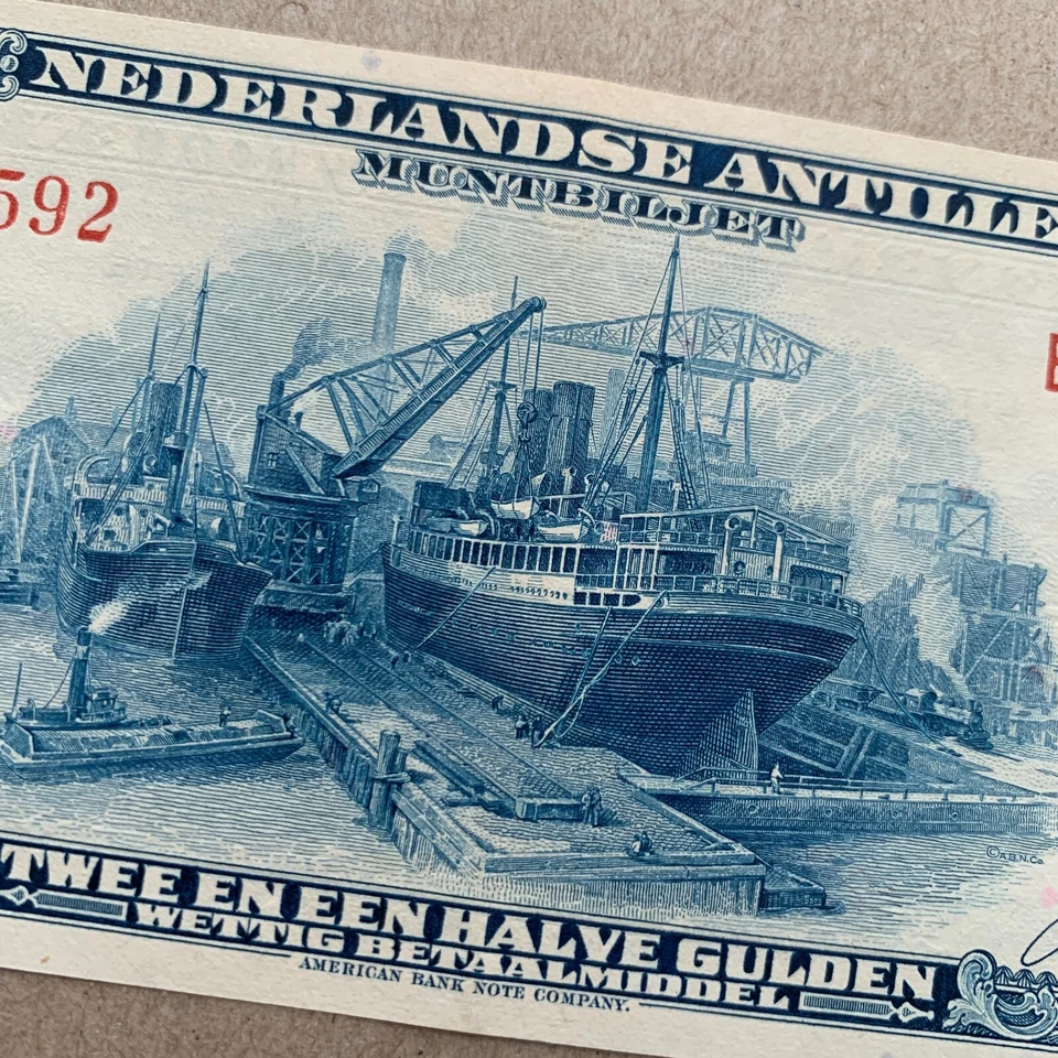 Netherlands Antilles 2 1/2 Gulden Banknote P-A1b ND 1964 aUNC Rare Currency - Image 2 of 4
