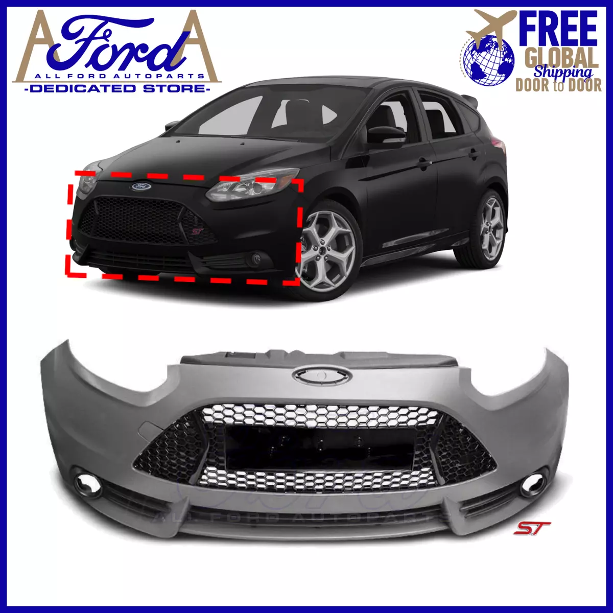 Ford Focus III 2011-2014 Cover on the front bumper for painting