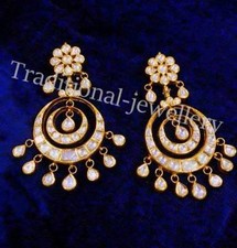 GORGEOUS 2 LINE DANGLING 22K GOLD JADAU TOP CLASS  NECKLACE PENDANT BRIDAL STYLE