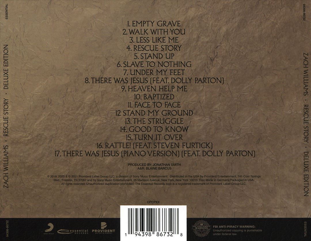 ZACH WILLIAMS RESCUE STORY NEW CD
