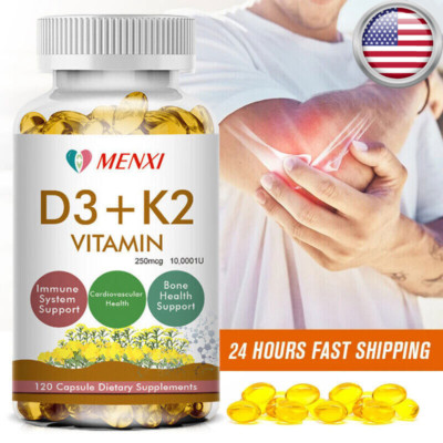 Vitamin D3 K2 Softgel Extra Strength D3 K2 Supplements with 10000 IU - 120 Pills