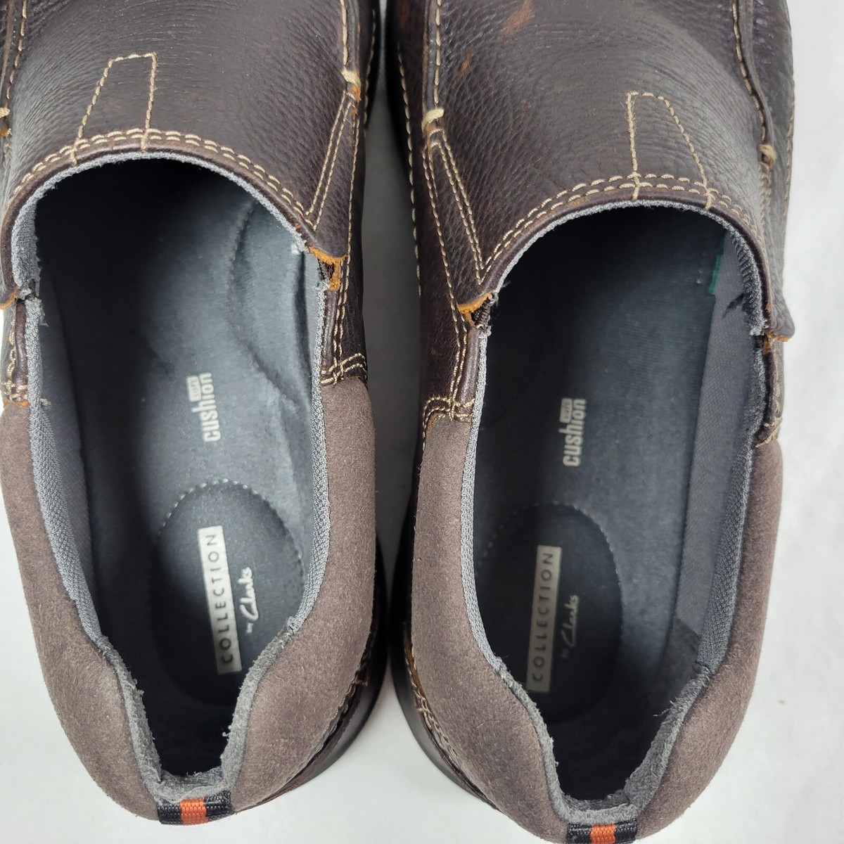 Clarks Slip On Loafers 12 H Mens Brown Leather Soft Cushion 