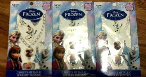 3 Disney Frozen 2 sheets Metallic Jewelry Tattoos each pack Ages 4+ NEW - 第 1/1 張圖片