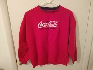 Vintage 80s 90s Coca-Cola The Real Thing Womens Red Crewneck Sweatshirt L Large | eBay