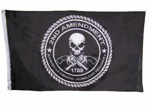 3x5 2nd second Amendment America's Original Homeland Security 1789 Skull Flag 