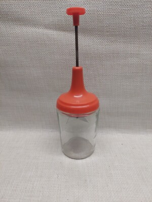 Vintage ACME Orange Spring Loaded Glass Nut Chopper 1-1/2 Cup 12oz Made In USA