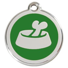 RedDingo Hundemarke Gravur Knochen im Napf gr&uuml;n personalisierbar f&uuml;r Hunde